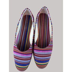 Beacon Women's Striped Multicolor Woven Step In Flats Sz 10N